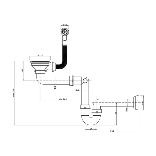 Sifon cu capac scurgere Quadron Unique finisaj auriu pentru chiuvete granit picture - 2