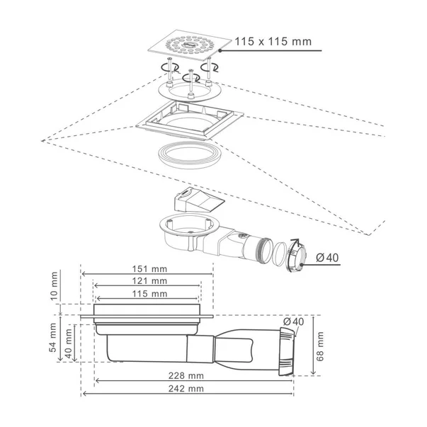 Sifon pardoseala cu iesire orizontala Wirquin Venisio Compact Soda gratar inox periat picture - 9