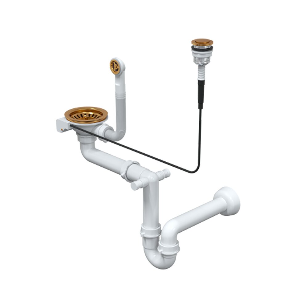 Sifon Push to Open Quadron Unique finisaj cupru pentru chiuvete granit