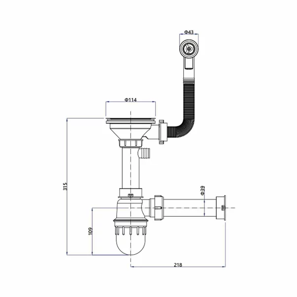 Sifon Quadron Unique pentru chiuvete granit finisaj inox picture - 2