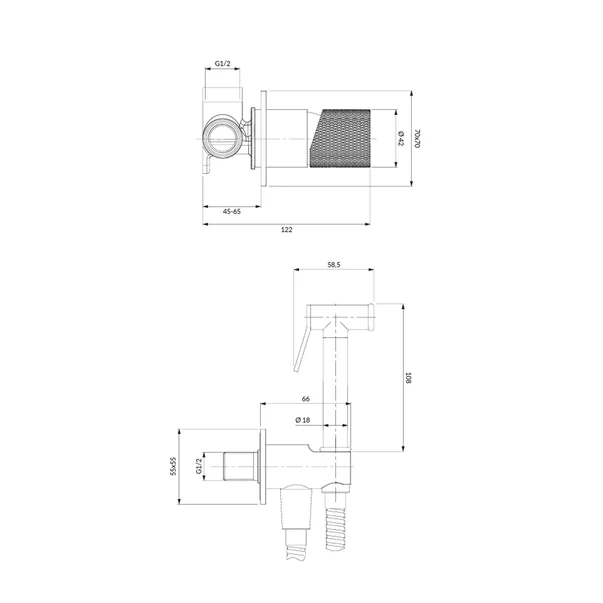 Baterie bideu incastrata Omnires Contour cu dus igienic finisaj cupru periat picture - 2