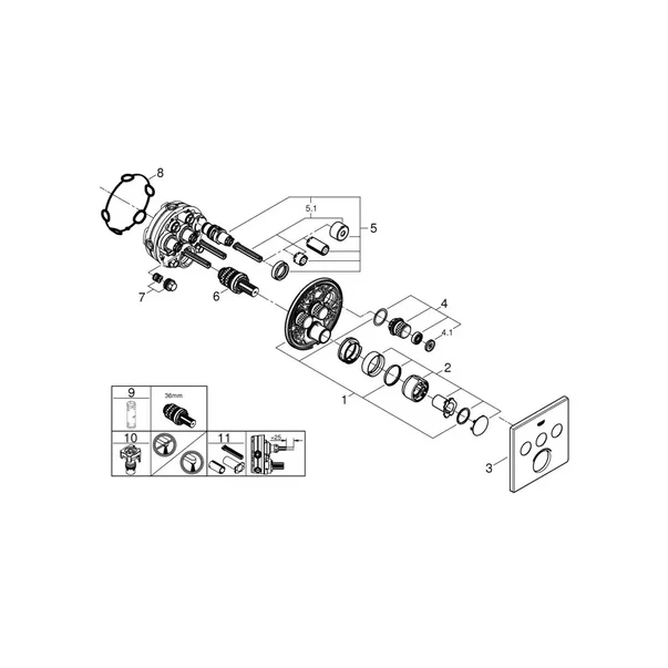 Sistem de dus cu termostat Grohe Grohtherm SmartControl Rainshower SmartActive 310 Cube picture - 5