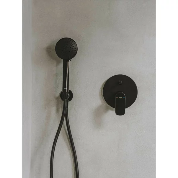 Sistem de dus incastrat cu baterie monocomanda negru mat Roca Cala picture - 2