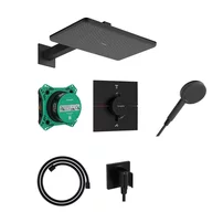 Sistem de dus incastrat Hansgrohe Raindance Alive Q cu termostat si corp ingropat finisaj negru mat
