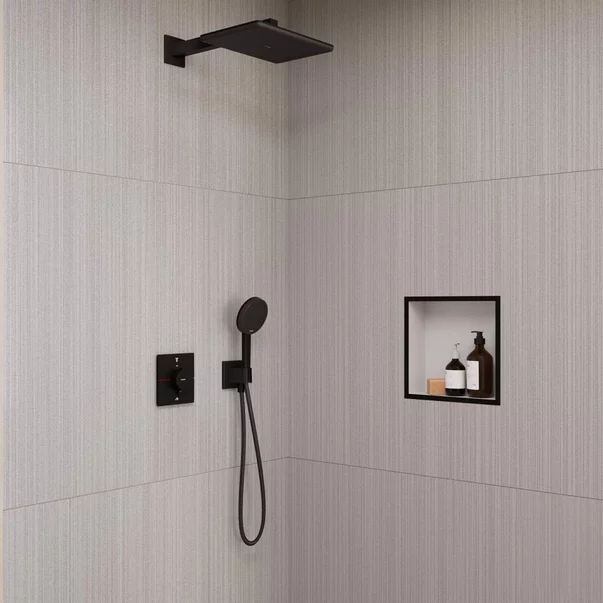 Sistem de dus incastrat Hansgrohe Raindance Alive Q cu termostat si corp ingropat finisaj negru mat picture - 2