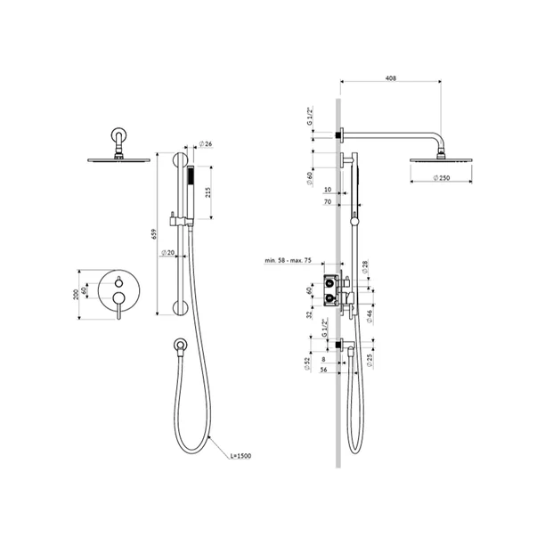 Sistem de dus incastrat Omnires Y cu corp ingropat finisaj nichel periat picture - 2