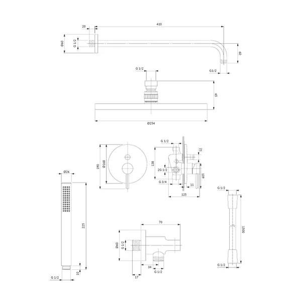 Sistem de dus incastrat Omnires Y finisaj auriu periat picture - 3