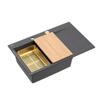 Statie de lucru incastrata Quadron Josh 111 finisaj negru diamant - auriu 78x50 cm