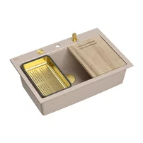 Statie de lucru incastrata Quadron Unique Marc 110 bej - auriu 1 cuva 76x50 cm