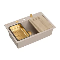 Statie de lucru incastrata Quadron Unique Marc 110 bej - cupru 1 cuva 76x50 cm