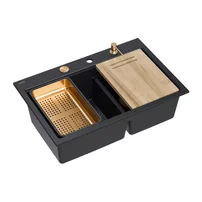 Statie de lucru incastrata Quadron Unique Marc 120 negru carbon - cupru 76x50 cm