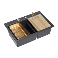 Statie de lucru incastrata Quadron Unique Marc 120 negru diamant - cupru 76x50 cm