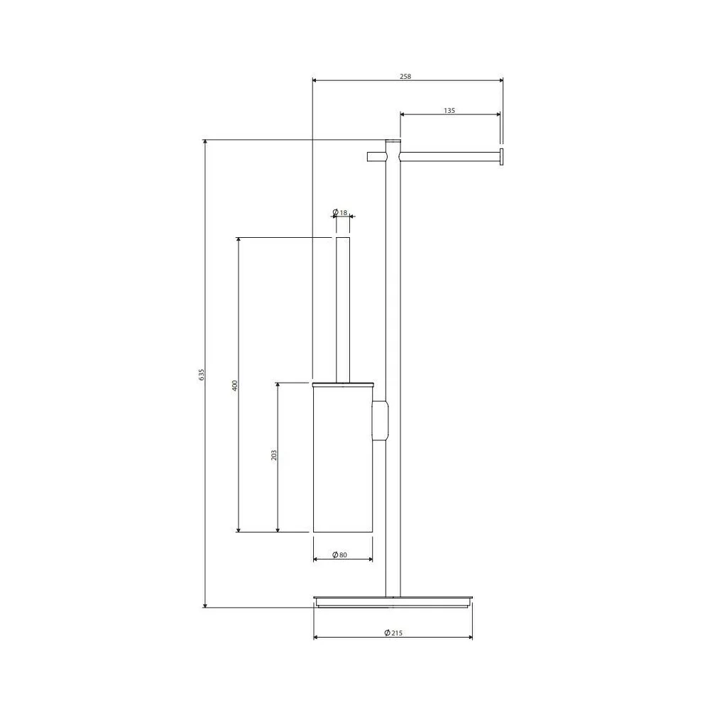 Suport hartie freestanding cu spatiu pentru perie negru mat