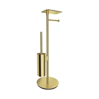 Suport hartie freestanding Omnires Modern Project cu spatiu pentru perie si raft finisaj alama periata