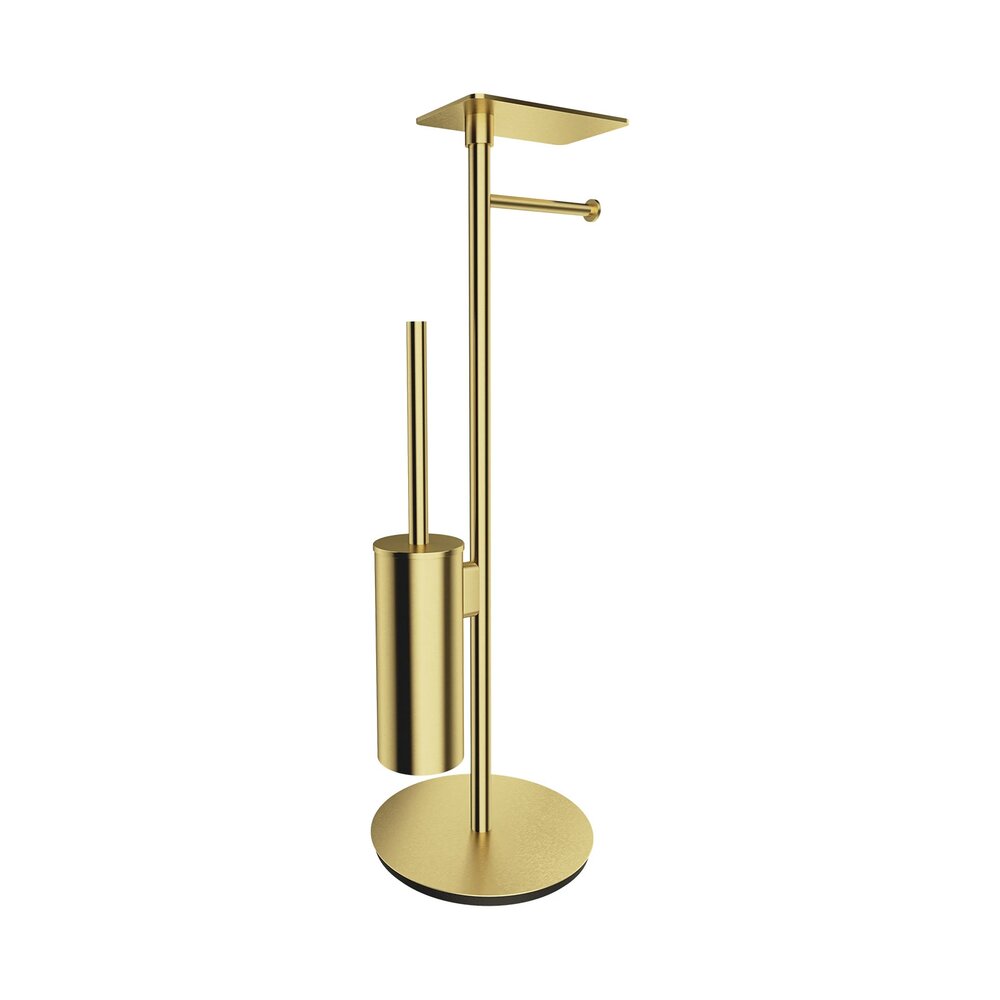 Suport hartie freestanding Omnires Modern Project cu spatiu pentru perie si raft finisaj alama periata Baie > Accesorii baie > Accesorii toaleta > Promoții > Noutati neakaisa.ro