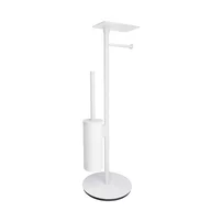 Suport hartie freestanding Omnires Modern Project cu spatiu pentru perie si raft finisaj alb mat