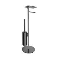 Suport hartie freestanding Omnires Modern Project cu spatiu pentru perie si raft finisaj antracit periat