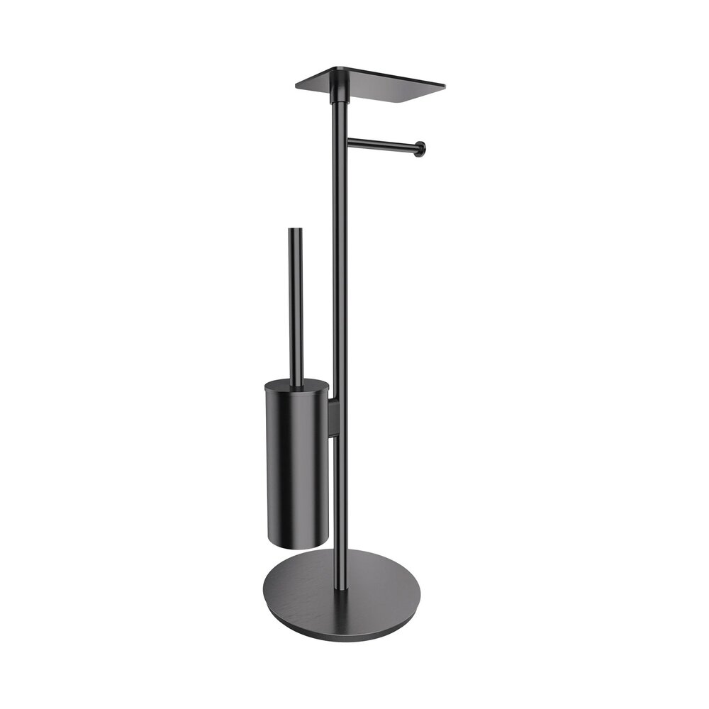 Suport hartie freestanding Omnires Modern Project cu spatiu pentru perie si raft finisaj antracit periat Baie > Accesorii baie > Accesorii toaleta > Promoții > Noutati neakaisa.ro