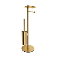 Suport hartie freestanding Omnires Modern Project cu spatiu pentru perie si raft finisaj auriu periat