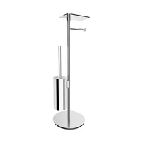 Suport hartie freestanding Omnires Modern Project cu spatiu pentru perie si raft finisaj crom lucios