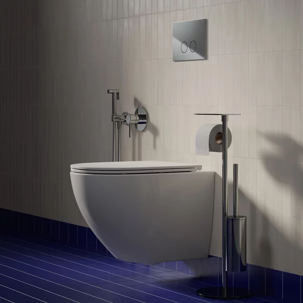 Suport hartie freestanding Omnires Modern Project cu spatiu pentru perie si raft finisaj crom lucios picture - 4