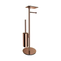 Suport hartie freestanding Omnires Modern Project cu spatiu pentru perie si raft finisaj cupru lucios