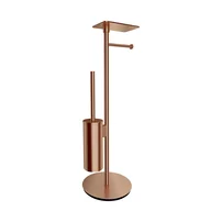 Suport hartie freestanding Omnires Modern Project cu spatiu pentru perie si raft finisaj cupru periat