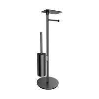 Suport hartie freestanding Omnires Modern Project cu spatiu pentru perie si raft finisaj grafit periat