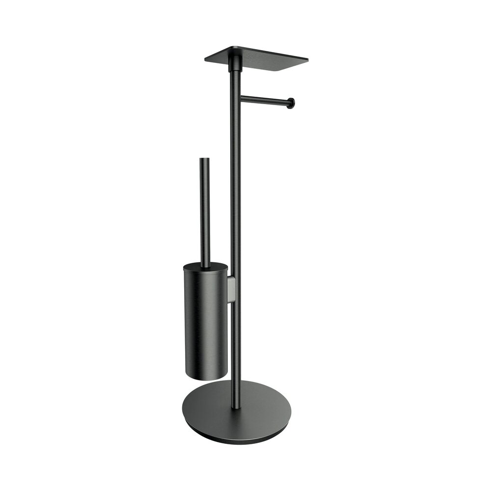 Suport hartie freestanding Omnires Modern Project cu spatiu pentru perie si raft finisaj grafit periat Baie > Accesorii baie > Accesorii toaleta > Promoții > Noutati neakaisa.ro