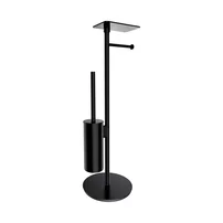 Suport hartie freestanding Omnires Modern Project cu spatiu pentru perie si raft finisaj negru mat