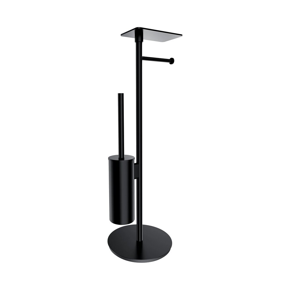Suport hartie freestanding Omnires Modern Project cu spatiu pentru perie si raft finisaj negru mat Baie > Accesorii baie > Accesorii toaleta > Promoții > Noutati neakaisa.ro