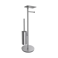 Suport hartie freestanding Omnires Modern Project cu spatiu pentru perie si raft finisaj nichel periat