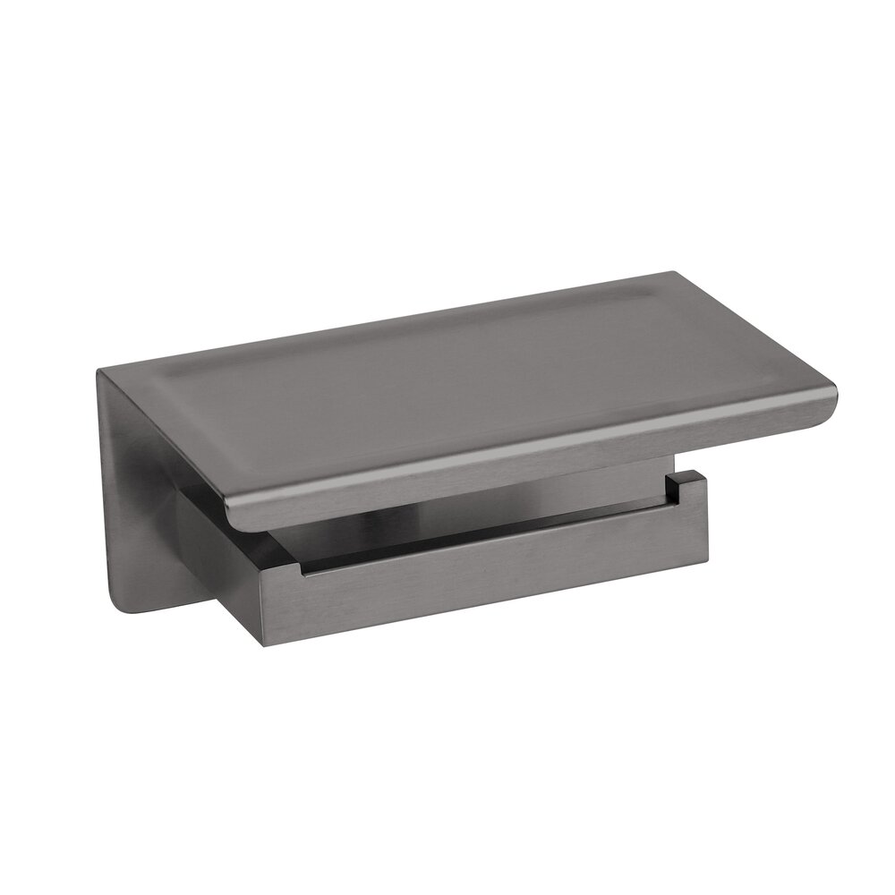 Suport hartie igienica Balneo Qarx cu raft Gun Metal mat