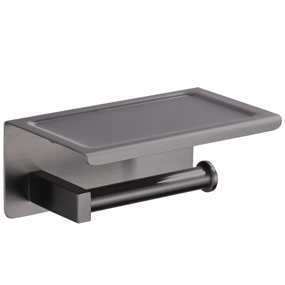 Suport hartie igienica Balneo Qube cu raft Gun Metal mat