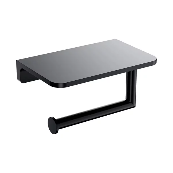Suport hartie igienica cu raft Omnires Modern Project finisaj negru mat picture - 2