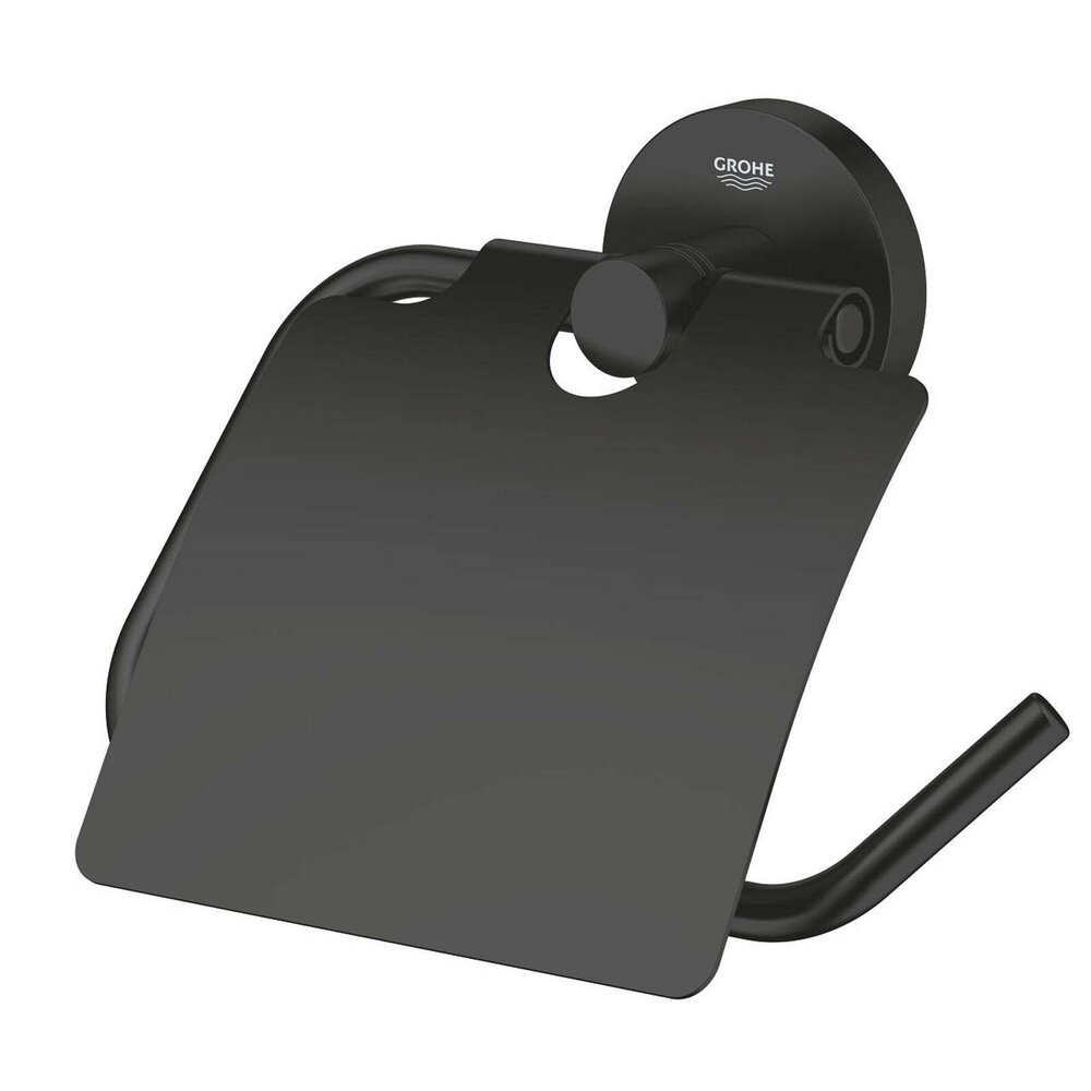 Suport hartie igienica negru mat cu aparatoare Grohe Essentials