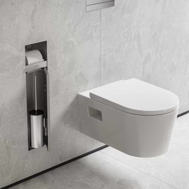 Suport incastrat pentru hartie igienica cu perie WC Hansgrohe