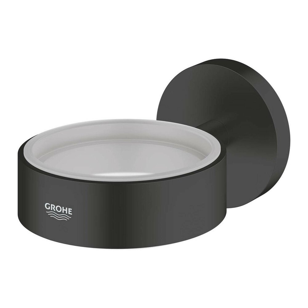 Suport negru mat Grohe Essentials pentru pahar sau savoniera