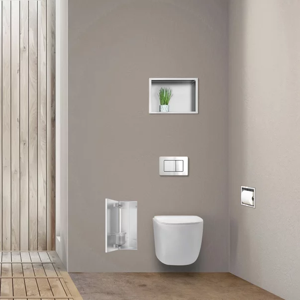Suport perie WC incastrat Balneo Wall Box S Tiles otel inoxidabil deschidere stanga picture - 2