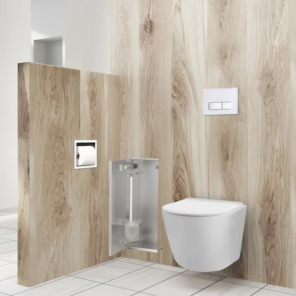 Suport perie WC incastrat Balneo Wall Box S Tiles otel inoxidabil deschidere stanga picture - 8