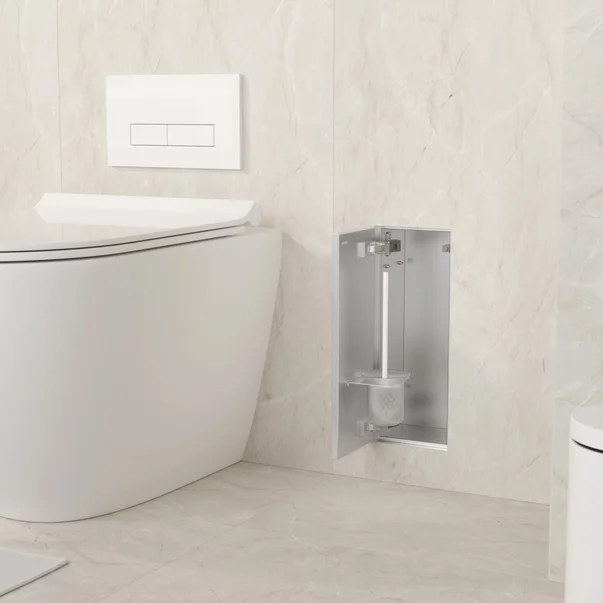Suport perie WC incastrat Balneo Wall Box S Tiles otel inoxidabil deschidere stanga picture - 9