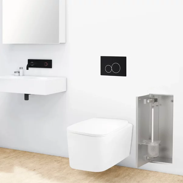 Suport perie WC incastrat Balneo Wall Box S Tiles otel inoxidabil deschidere stanga picture - 10