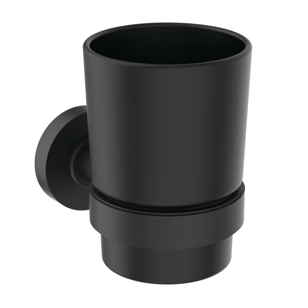 Suport periute de dinti Ideal Standard IOM negru mat cu pahar negru