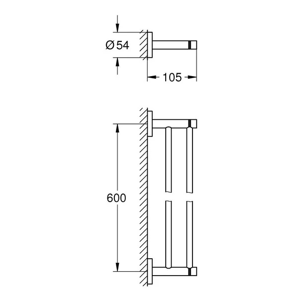 Suport prosop bara dubla negru mat Grohe Essentials 60 cm picture - 2