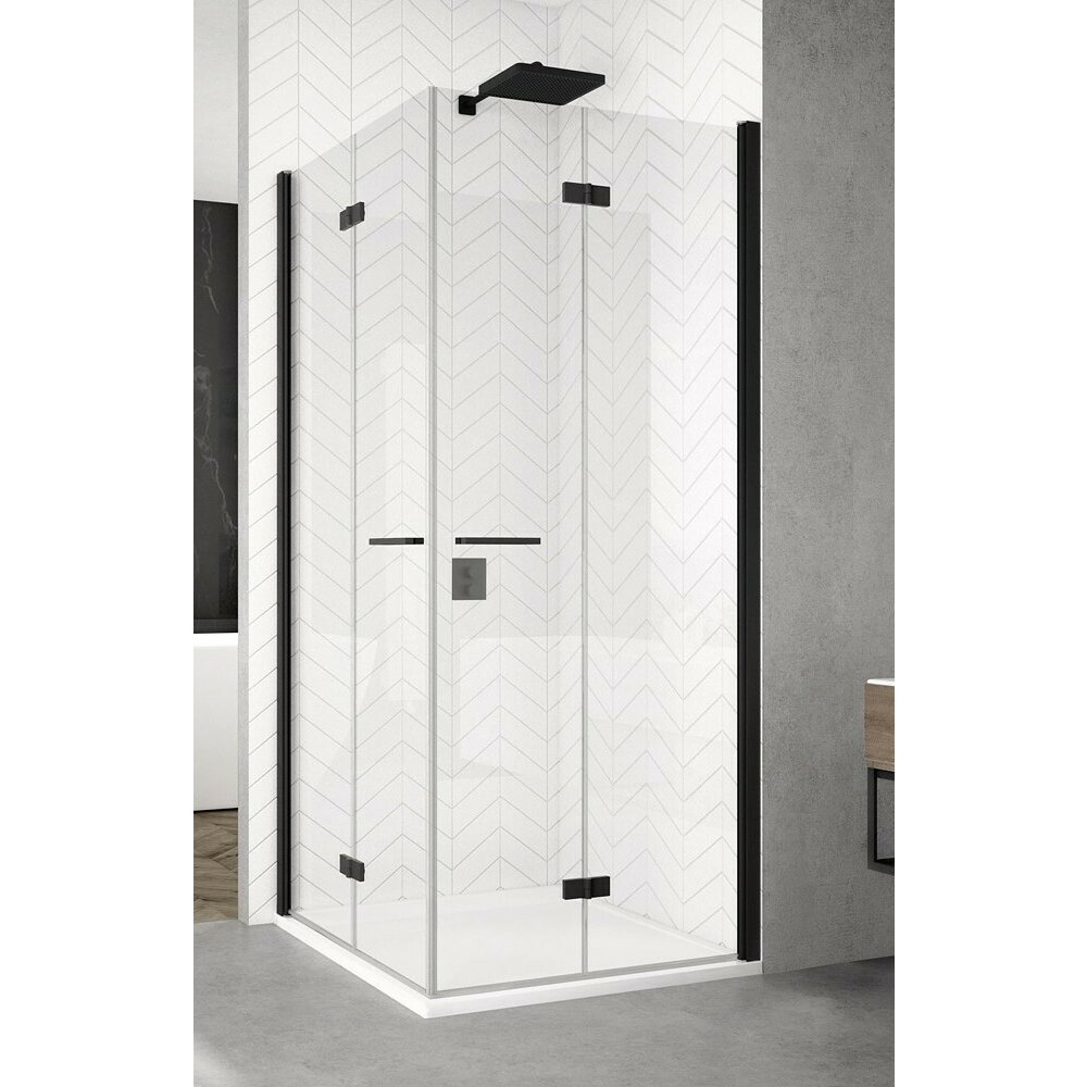 Usa de dus glisanta cu segment fix negru mat SanSwiss Cadura CAS2 120 cm dreapta