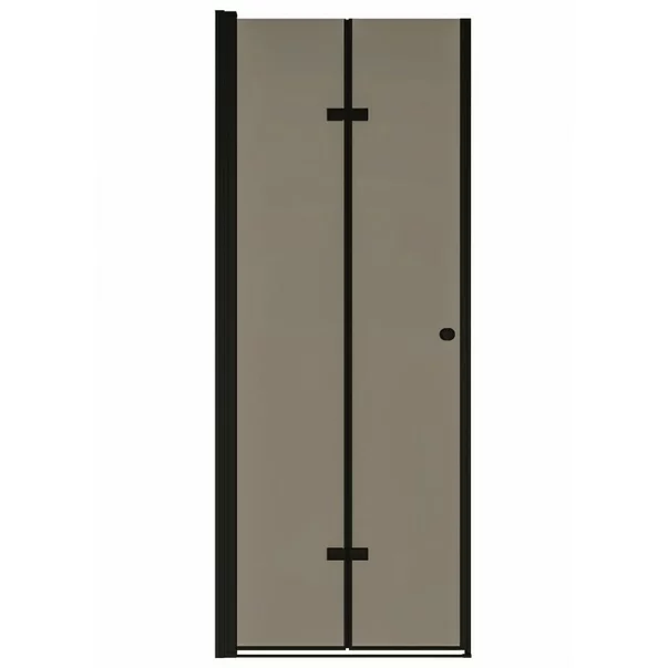 Usa de nisa batanta Inter Ceramic 97-98 cm sticla fumurie 6 mm profil negru mat picture - 2