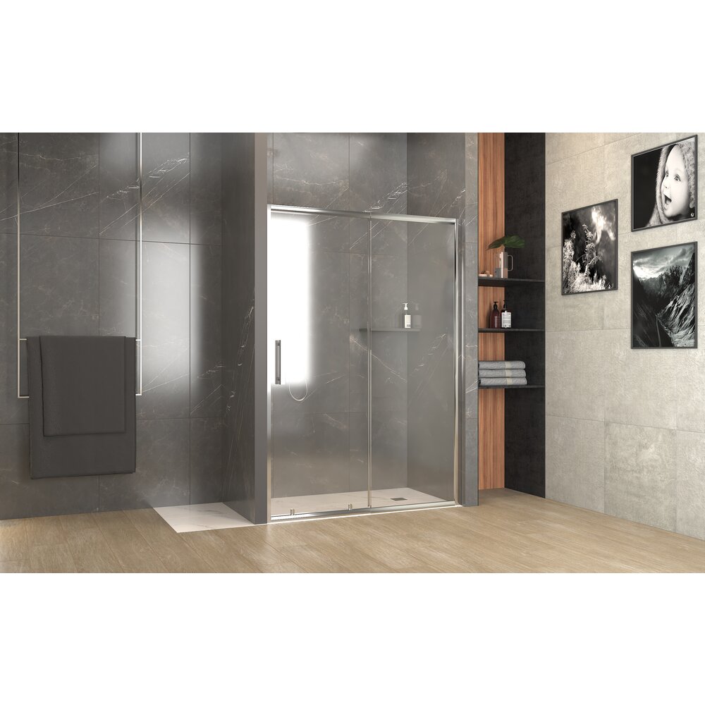 Usa de nisa culisanta Inter Ceramic sticla transparenta fumurie 5 mm profil crom lucios 100 cm