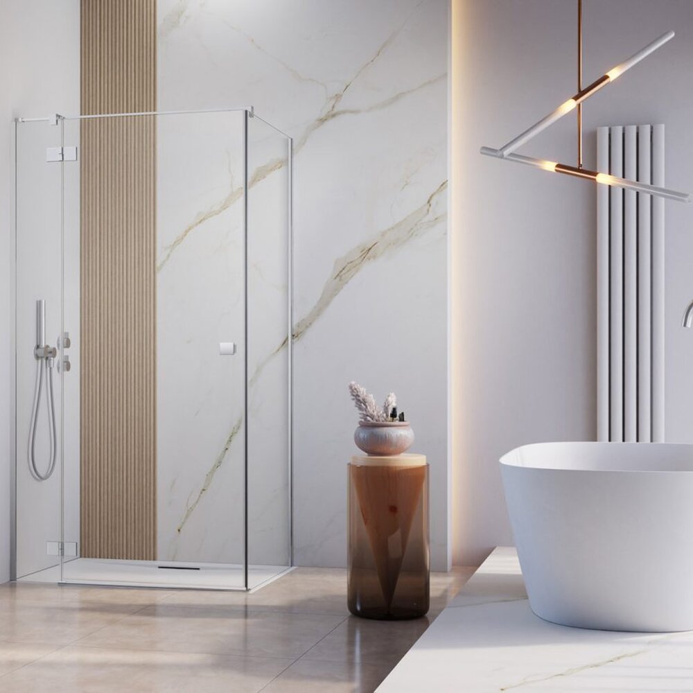 Usa de nisa batanta Radaway Essenza KDJ 110 cm sticla 6 mm finisaj crom-transparent deschidere stanga