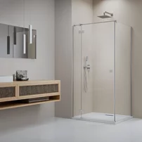 Usa de nisa batanta Radaway Essenza KDJ 110 cm sticla 6 mm finisaj nichel periat-transparent deschidere stanga