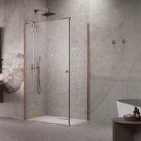 Usa de nisa batanta Radaway Essenza KDJ 120 cm sticla 6 mm finisaj cupru periat-transparent deschidere stanga